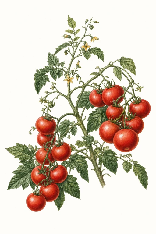 Botanical illustration of Red Cherry Large Fruited