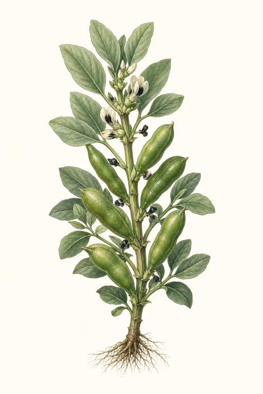 Botanical illustration of Vicia faba 'Sutton Dwarf'