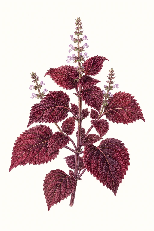 Botanical illustration of Red Shiso