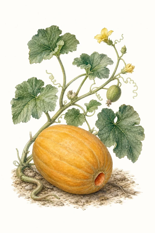 Botanical illustration of Navajo Melon