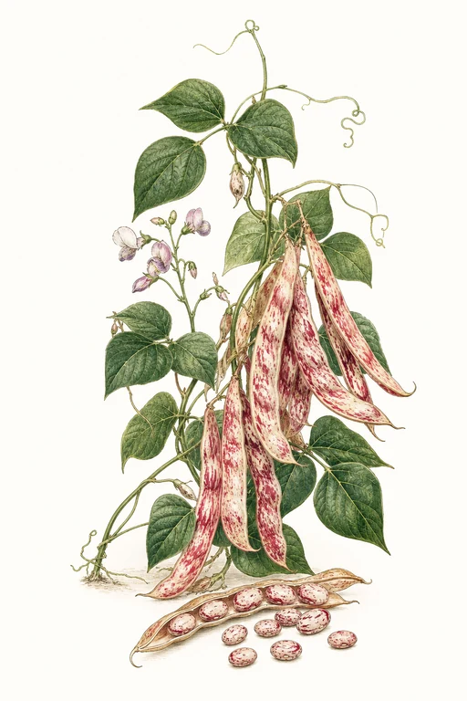 Botanical illustration of Borlotto Lingua Di Fuoco Rosso