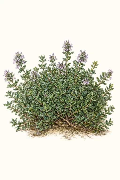 Botanical illustration of Thymus Vulgaris 'German Winter