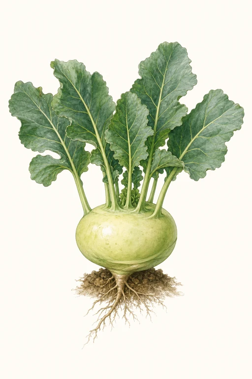 Botanical illustration of Kohlrabi