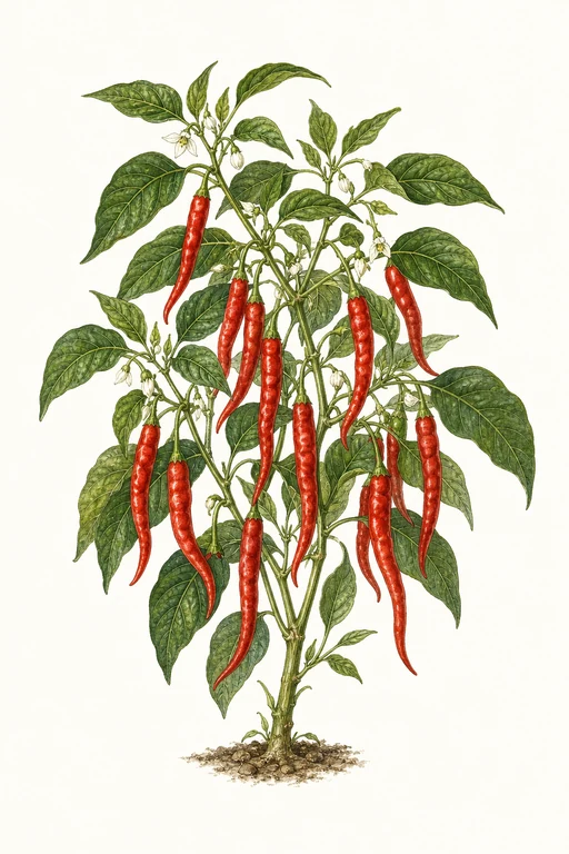 Botanical illustration of Mayan Love Pepper