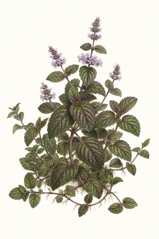 Botanical illustration of Chocolate Mint