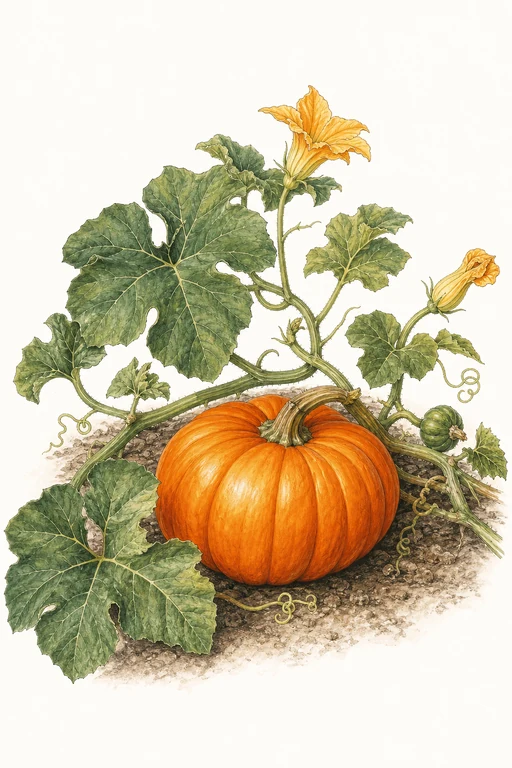 Botanical illustration of Jack-O'-Lantern