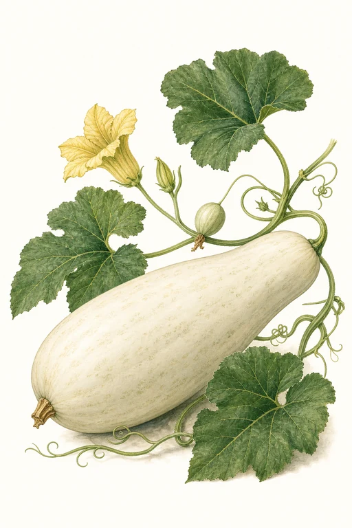 Botanical illustration of White Cushaw