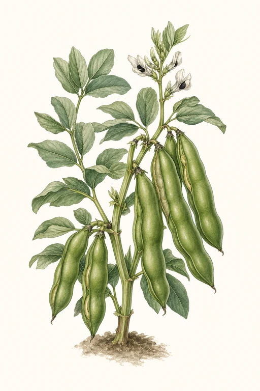 Botanical illustration of Vicia faba 'Samantha'