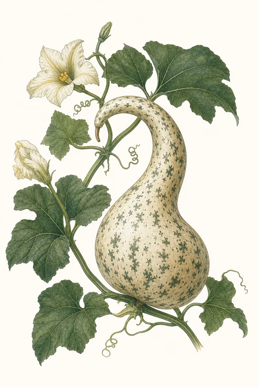 Botanical illustration of Speckled Swan Gourd