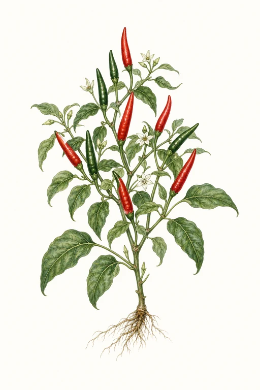 Botanical illustration of Chilly Chili