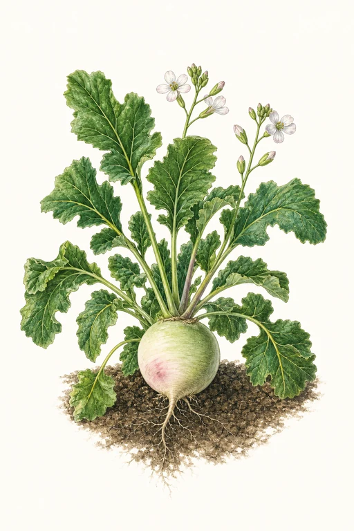 Botanical illustration of Watermelon Radish