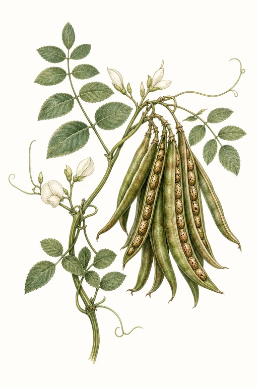 Botanical illustration of Vigna unguiculata 'Crowder'