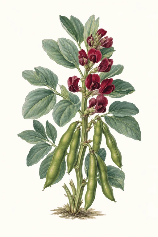 Botanical illustration of Crimson Flowered