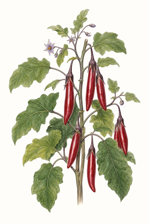 Botanical illustration of Red Thai Long