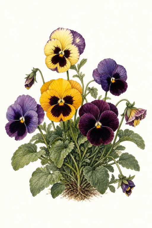 Botanical illustration of Pansy