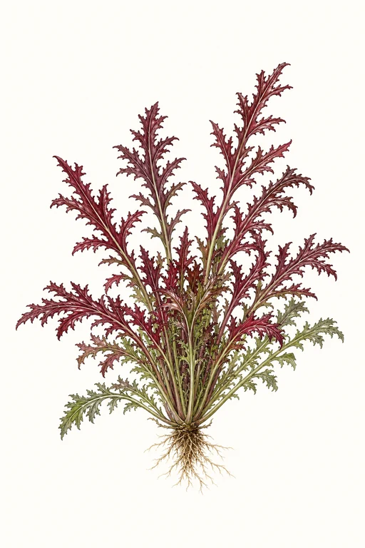 Botanical illustration of Red Mizuna