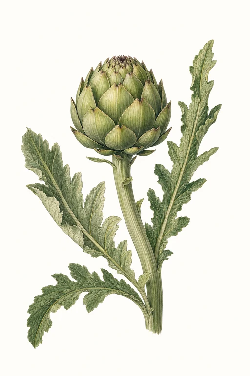 Botanical illustration of Purple Artichoke