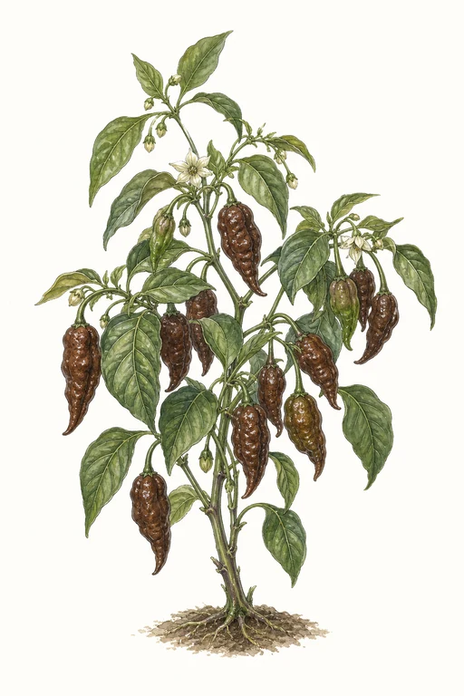 Botanical illustration of Bhut Jolokia Chocolate