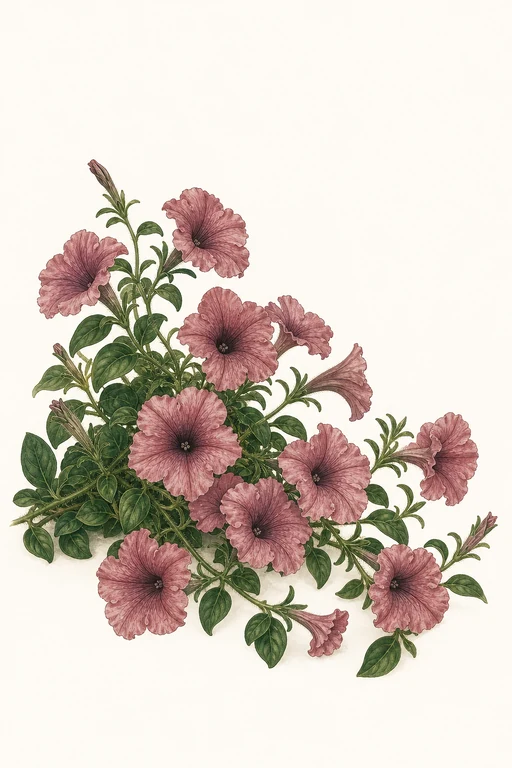 Botanical illustration of Debonair Dusty Rose