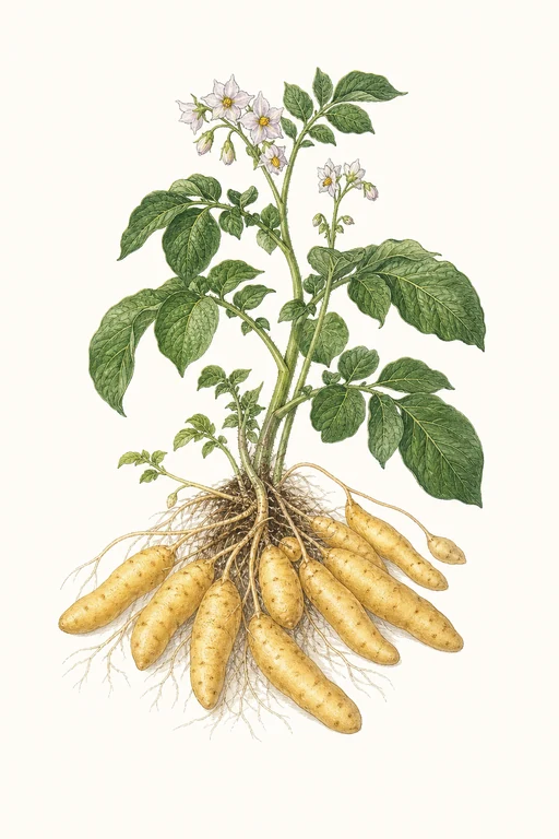 Botanical illustration of Fingerling
