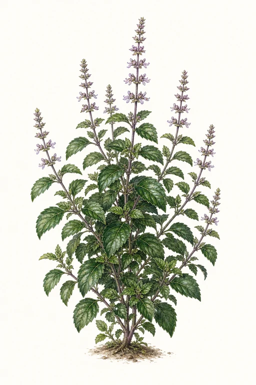 Botanical illustration of Tulsi Wildlife