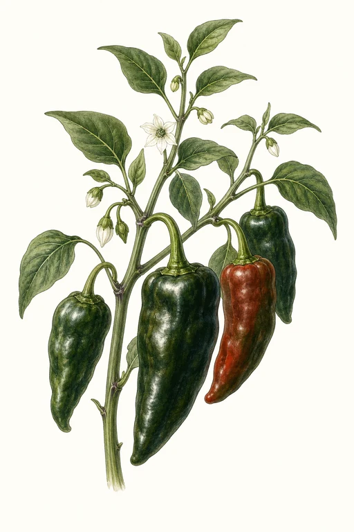 Botanical illustration of Poblano