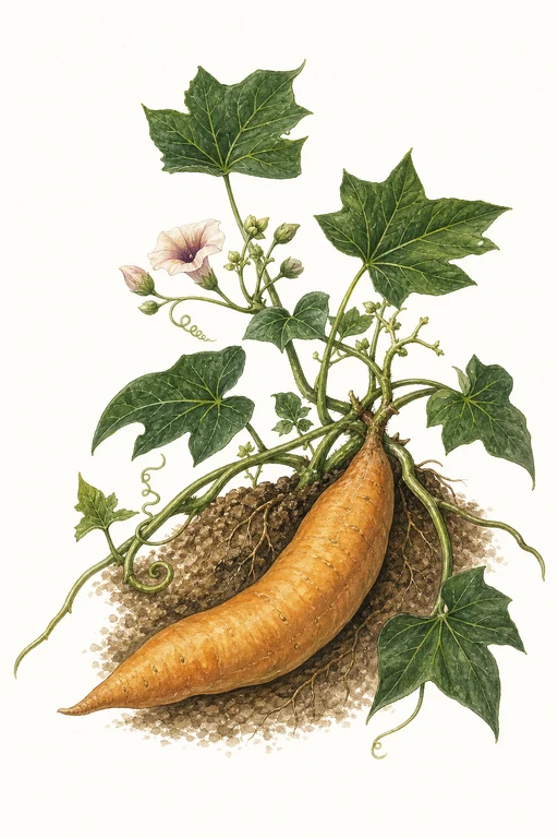 Botanical illustration of Tennessee Sweet Potato