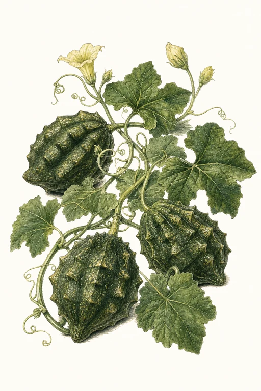 Botanical illustration of Dinosaur Gourd