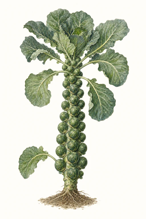 Botanical illustration of Redarling Brussels Sprout