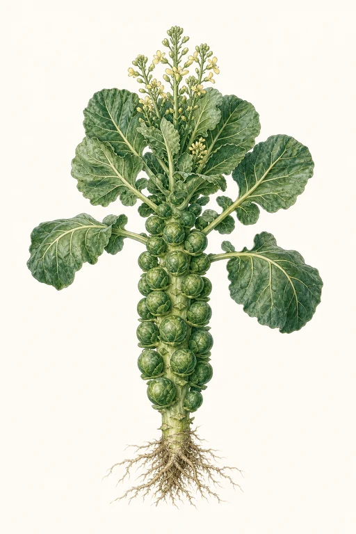Botanical illustration of Jade Cross E Brussels Sprout