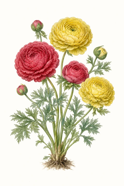 Botanical illustration of Ranunculus