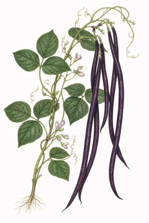 Botanical illustration of Purple Podded Yard Long