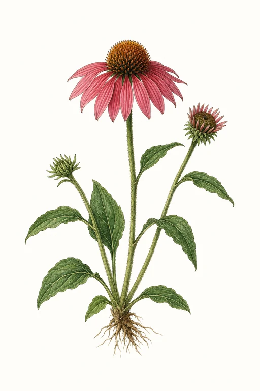 Botanical illustration of Purple Coneflower