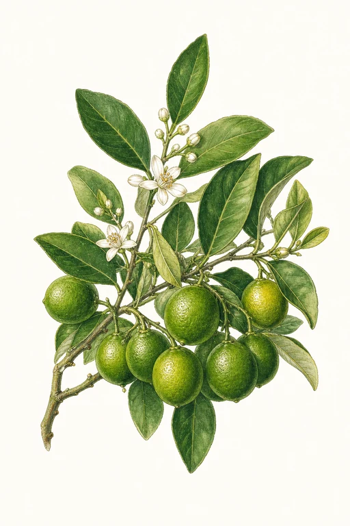 Botanical illustration of Mexican Lime