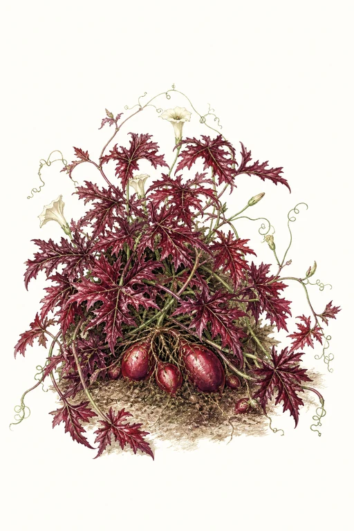 Botanical illustration of Illusion Garnet Lace