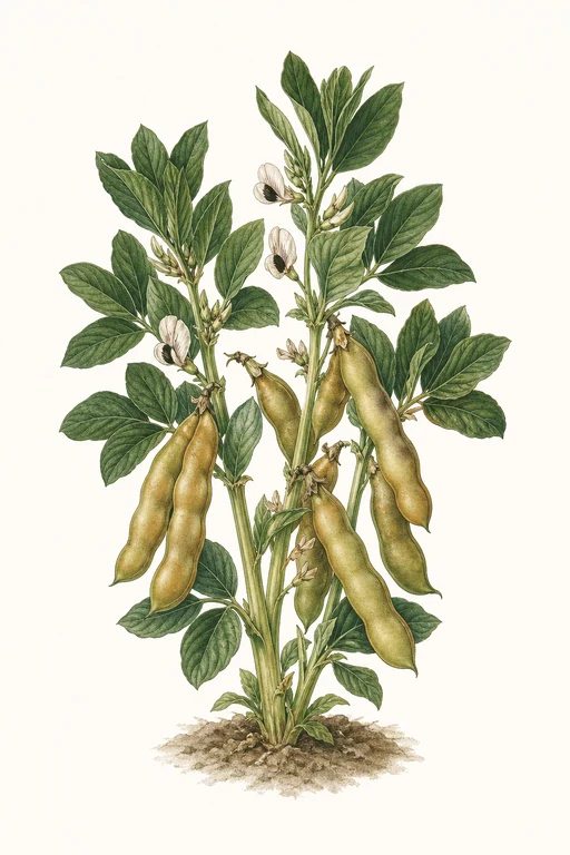 Botanical illustration of Vicia faba 'Fava Bean 'Fenton'