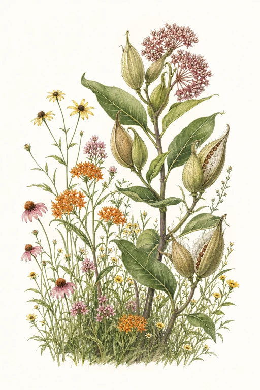 Botanical illustration of Monarch Butterfly Mix