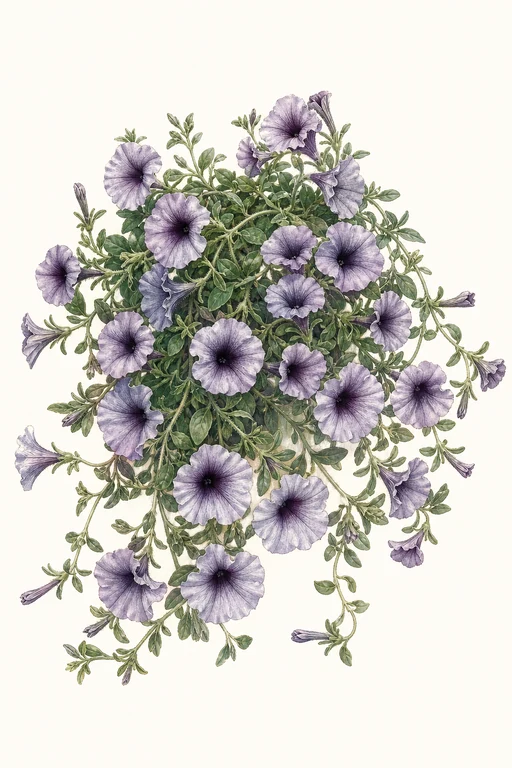 Botanical illustration of Supertunia Vista Silverberry