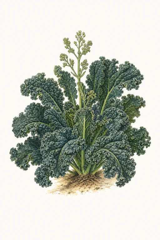 Botanical illustration of Dwarf Blue Curled