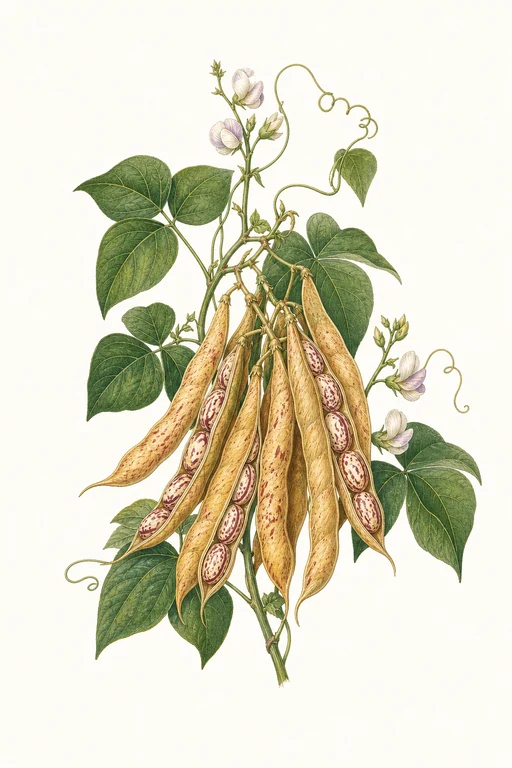 Botanical illustration of Borlotto Lingua di Fuoco