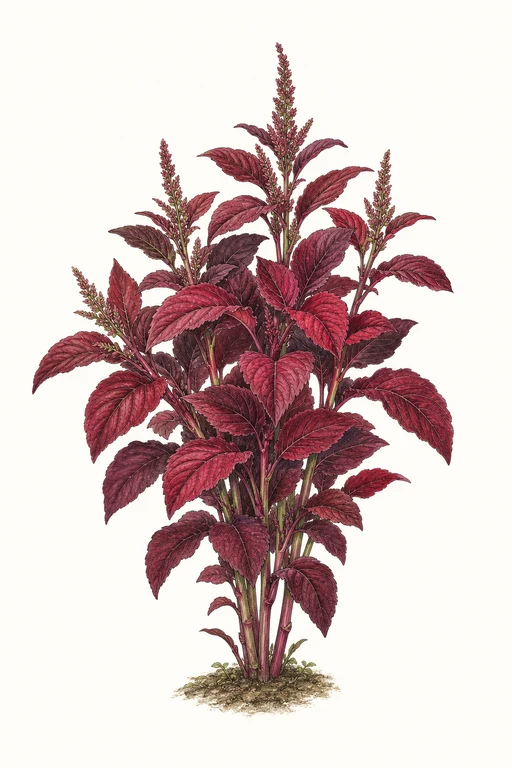 Botanical illustration of Red Leaf Vegetable Amaranth