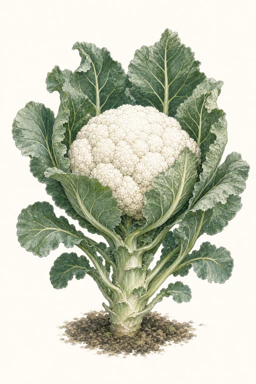 Botanical illustration of Snowball Self-Blanching