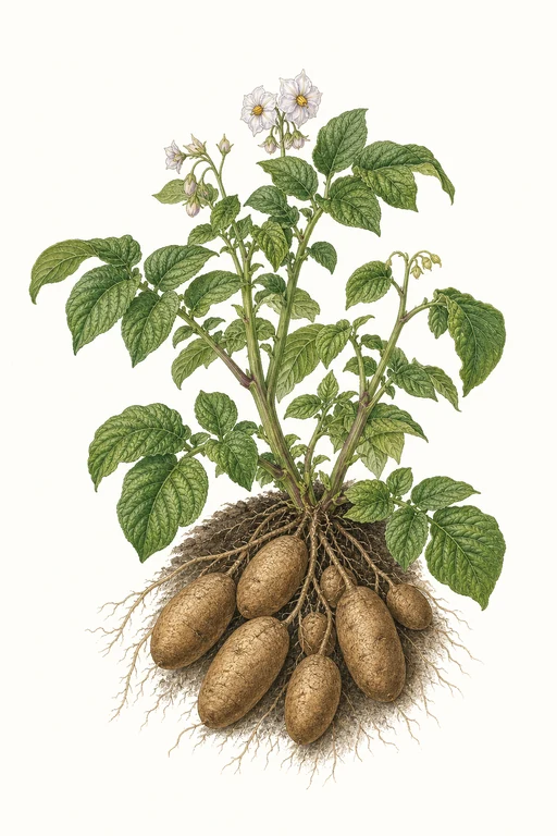 Botanical illustration of Russet Burbank