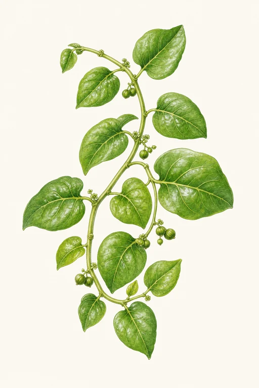 Botanical illustration of Green Malabar Spinach