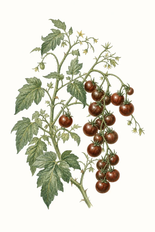 Botanical illustration of Chocolate Cherry Tomato