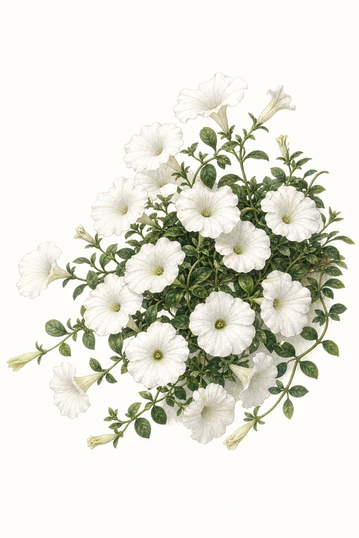 Botanical illustration of Surfinia White