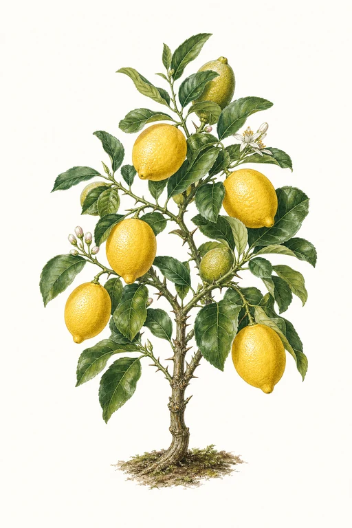 Botanical illustration of Eureka Lemon