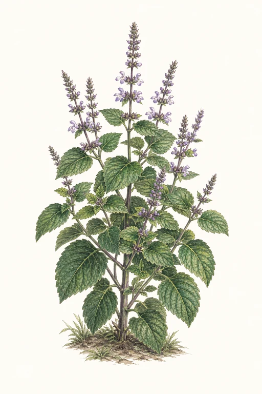 Botanical illustration of Kapoor Tulsi