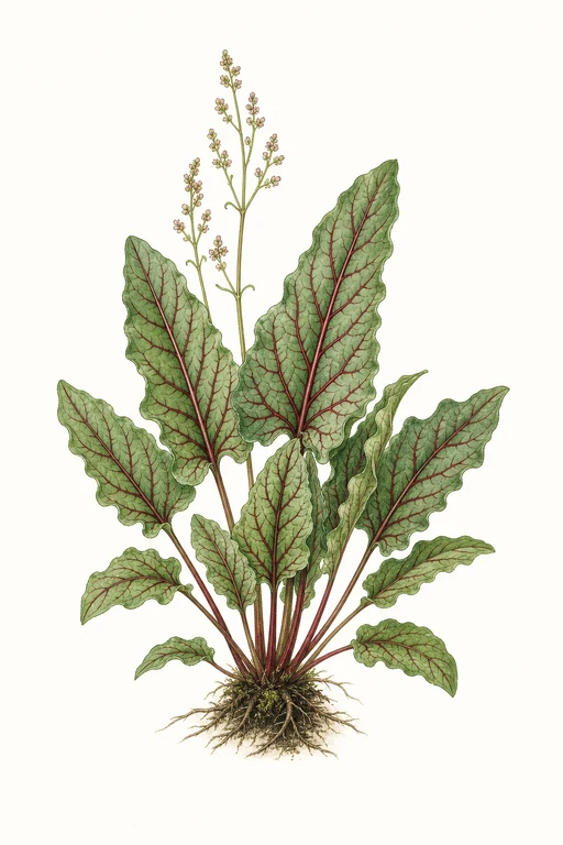 Botanical illustration of Red Veined Sorrel