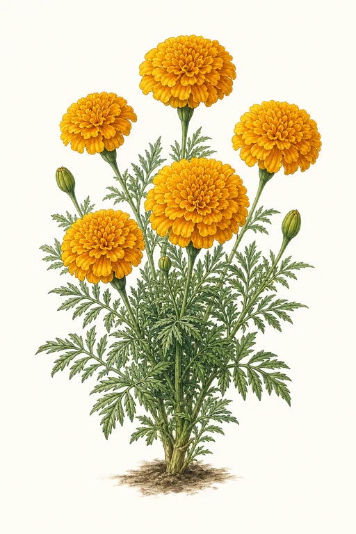 Botanical illustration of Marigold